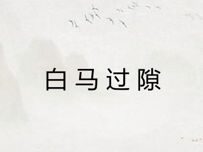 白马过隙
