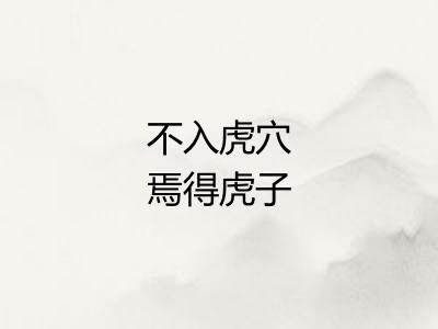 不入虎穴焉得虎子