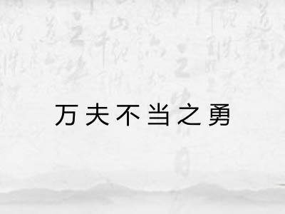 万夫不当之勇