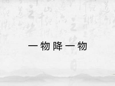 一物降一物