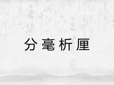 分毫析厘