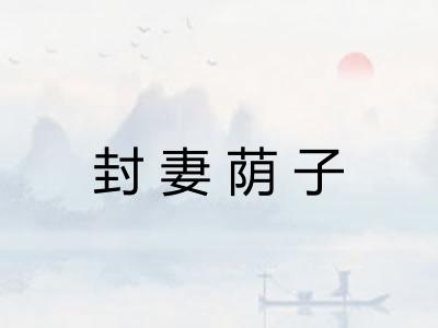 封妻荫子
