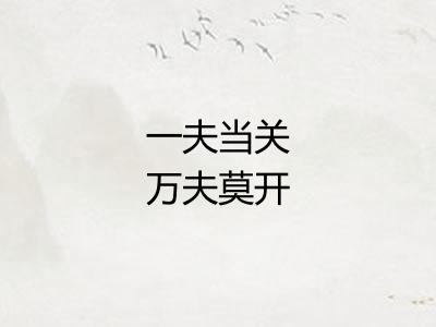 一夫当关万夫莫开