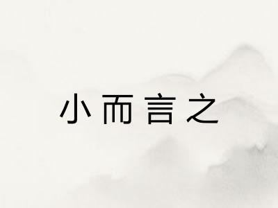 小而言之