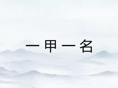 一甲一名