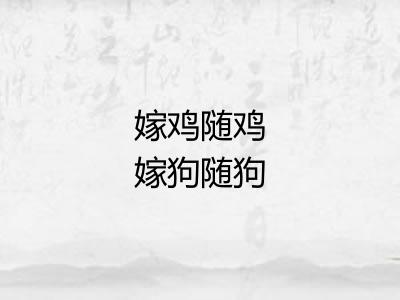 嫁鸡随鸡嫁狗随狗