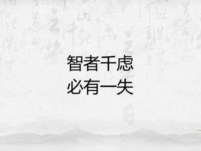 智者千虑必有一失