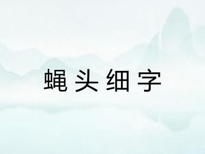 蝇头细字