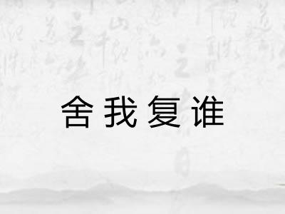 舍我复谁