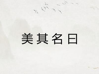 美其名曰