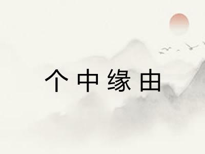 个中缘由