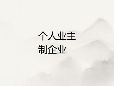 个人业主制企业