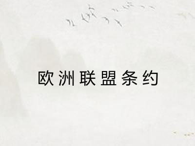 欧洲联盟条约