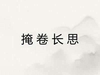 掩卷长思