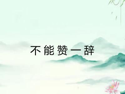 不能赞一辞