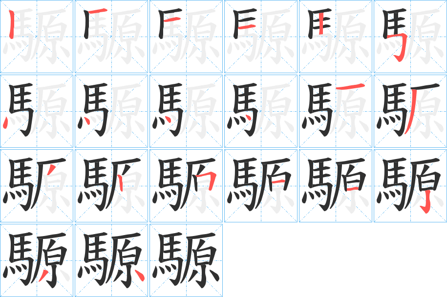 騵的笔顺分步演示图