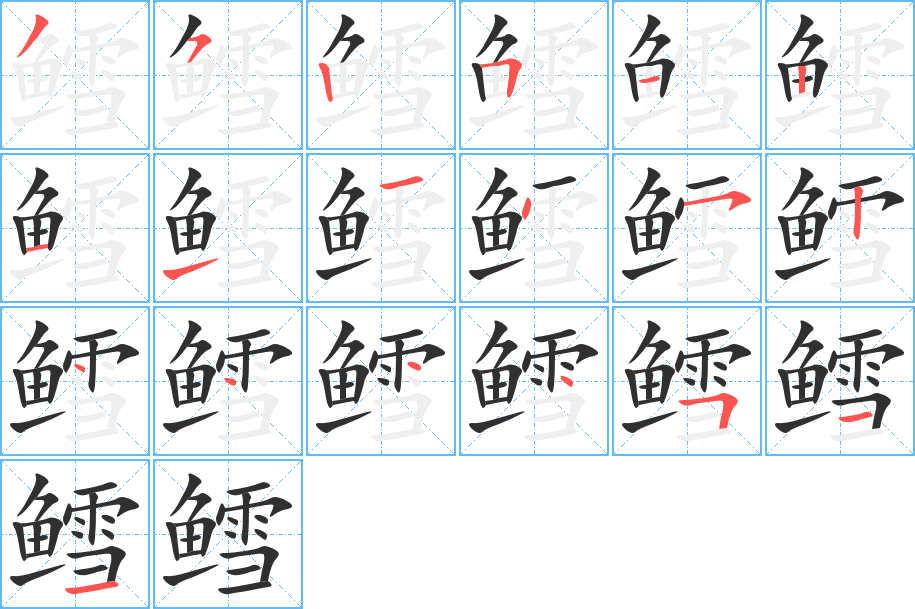 鳕的笔顺分步演示图